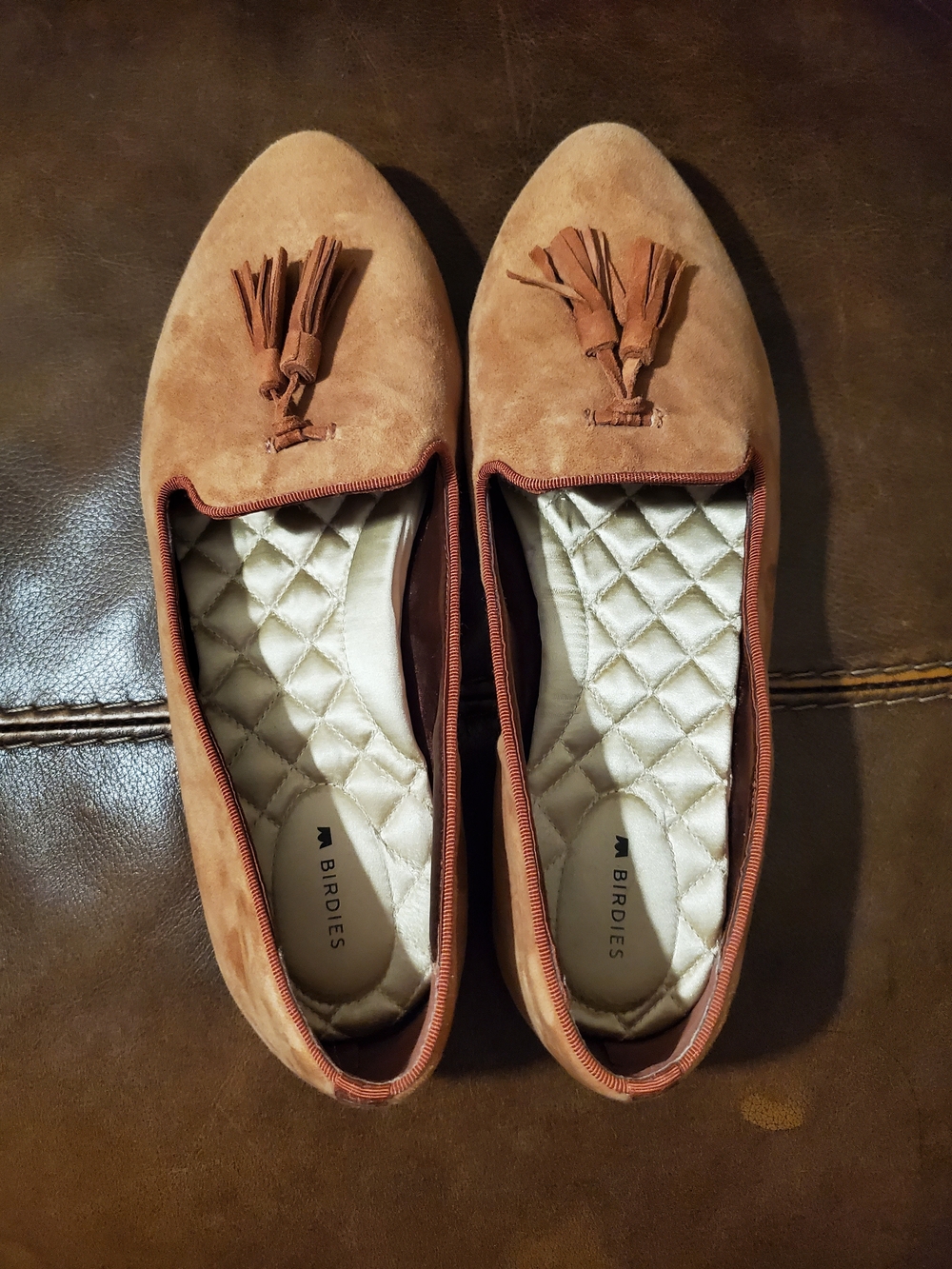 Birdies Tan Suede Tassel Loafer Flat Size 10.5